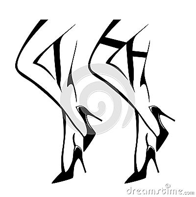 Sexy woman legs wearing heels and stockings vector design Vector Illustration
