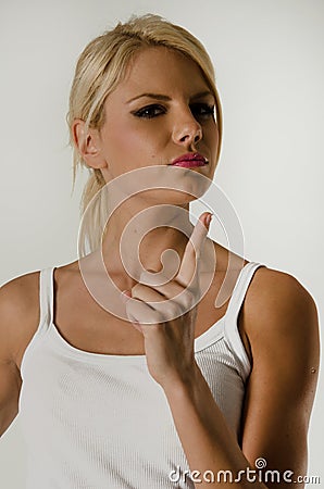 woman warning Stock Photo