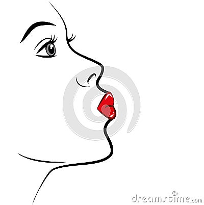 woman portrait air kiss red lipstick Vector Illustration