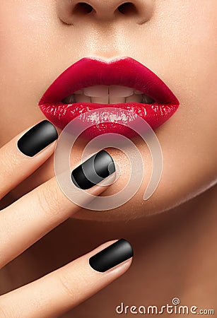 woman red lips Stock Photo