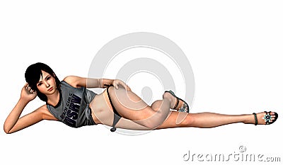 Sexy woman seductive laying pose in bikini Stock Photo