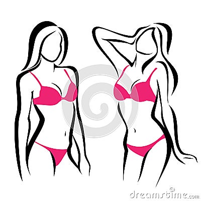 woman silhouettes, underwear Vector Illustration