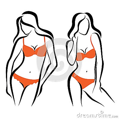 woman silhouettes, underwear Vector Illustration