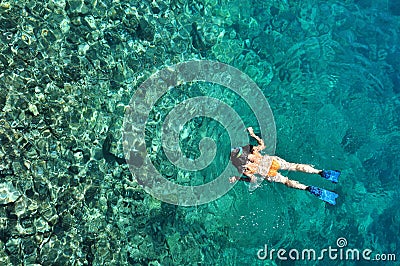 woman snorkeling Stock Photo