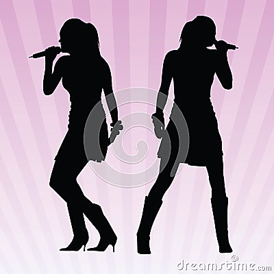 women singing vector Vector Illustration