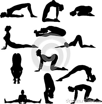 Yoga Silouettes Vector Illustration