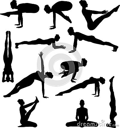 Yoga Silouettes Vector Illustration