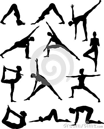Yoga Silouettes Vector Illustration