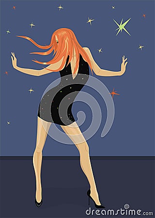 young woman dancing Vector Illustration