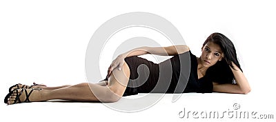 young woman lying on a white background Stock Photo