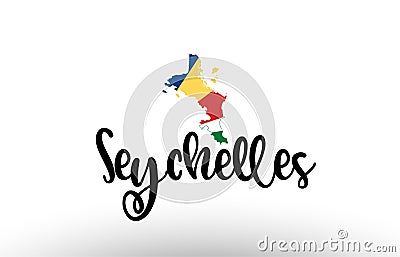 Seychelles country big text with flag inside map concept logo Vector Illustration