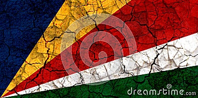 seychelles country flag painted on a cracked grungy wall Stock Photo