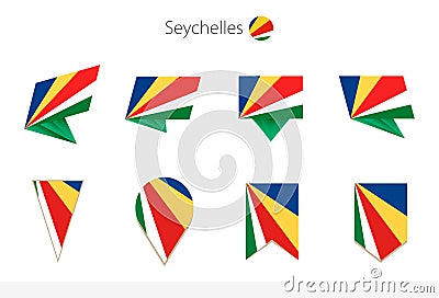 Seychelles national flag collection, eight versions of Seychelles vector flags Vector Illustration