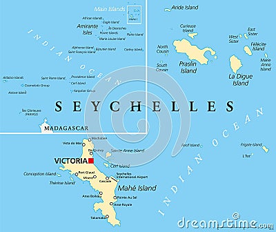 Seychelles Political Map Vector Illustration