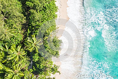 Seychelles Takamaka beach MahÃ© Mahe island nature vacation paradise ocean drone view aerial photo Stock Photo