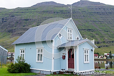 Seydisfjordur decorated house close up, Iceland landmark Editorial Stock Photo