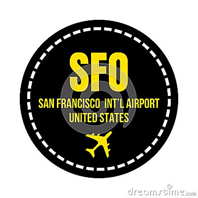 SFO San Francisco airport symbol icon Cartoon Illustration