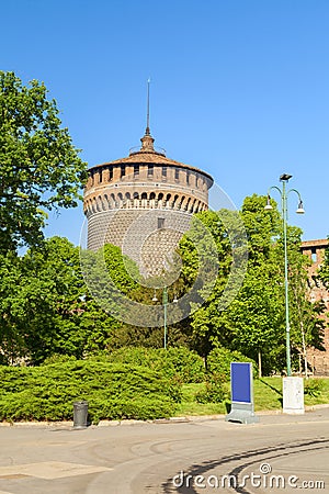 Sforza castle detail in the city of milan Stock Photo