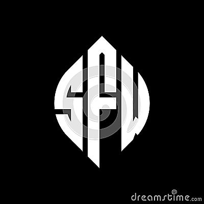 SFW circle letter logo design with circle and ellipse shape. SFW ellipse letters with typographic style. The three initials form a Vector Illustration
