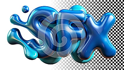 SFX text, glossy letters, 3D typography, sound effects, modern, bold png transparent image Generative AI Stock Photo