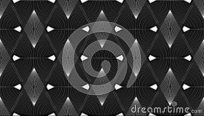 Seamless abstract overlap Lines print fabric texture. Geometric patterns of white lines on a black background Vector Illustration