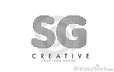 SG S G Letter Logo with Black Dots and Trails. Vector Illustration