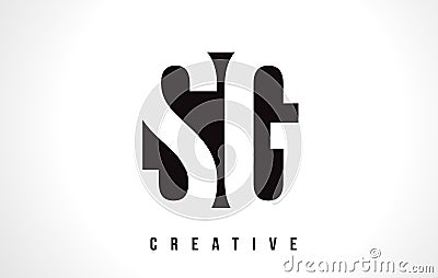 SG S G White Letter Logo Design with Black Square. Vector Illustration