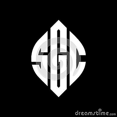 SGC circle letter logo design with circle and ellipse shape. SGC ellipse letters with typographic style. The three initials form a Vector Illustration