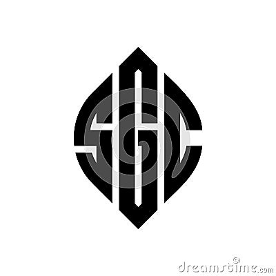 SGC circle letter logo design with circle and ellipse shape. SGC ellipse letters with typographic style. The three initials form a Vector Illustration