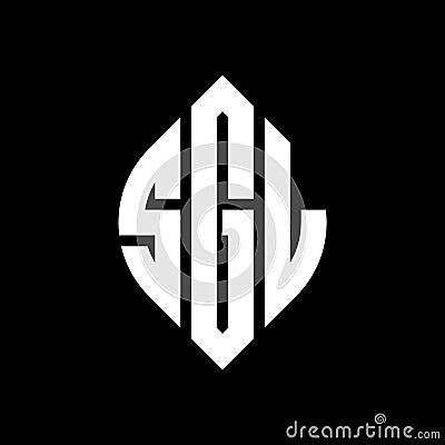 SGL circle letter logo design with circle and ellipse shape. SGL ellipse letters with typographic style. The three initials form a Vector Illustration
