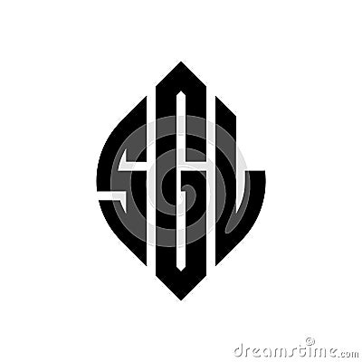 SGL circle letter logo design with circle and ellipse shape. SGL ellipse letters with typographic style. The three initials form a Vector Illustration