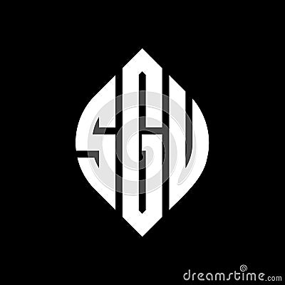 SGU circle letter logo design with circle and ellipse shape. SGU ellipse letters with typographic style. The three initials form a Vector Illustration