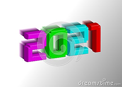 3D Numerals 2021 made of colorful toy plastic bricks. New year concept. Vision of new twenty twenty one logo. Vector isolated Vector Illustration