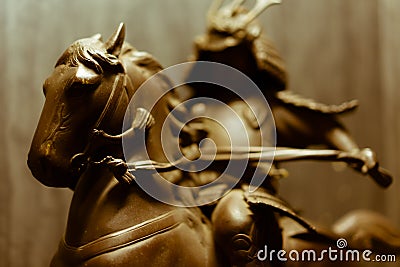 Statue of a Japanese Shogun riding his horse Editorial Stock Photo