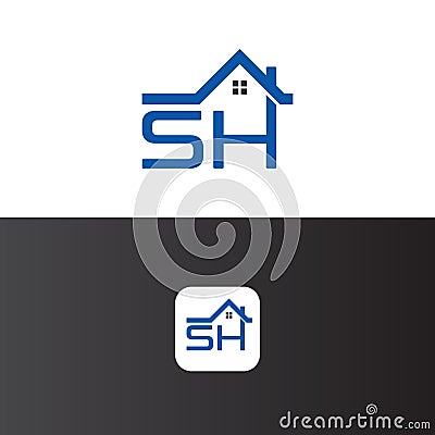 SH Letter Real estate logo Design Template Vector Vector Illustration