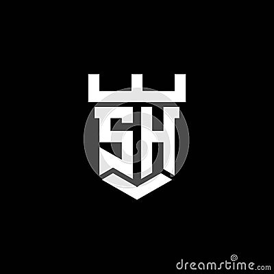 SH Logo Letter Castle Shape Style Vector Illustration