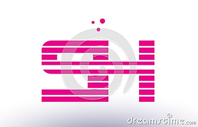 sh s h pink purple line stripe alphabet letter logo vector template Vector Illustration