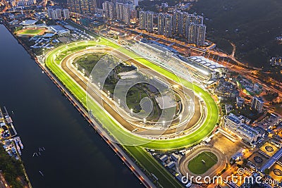 Sha Tin Racecourse at night Stock Photo