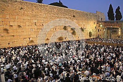 Shabbat at Kotel Western Wall. Jerusalem. Israel Editorial Stock Photo