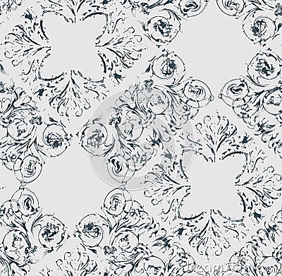 Shabby abstract damask seamless vector victorian pattern wallpapper Stock Photo