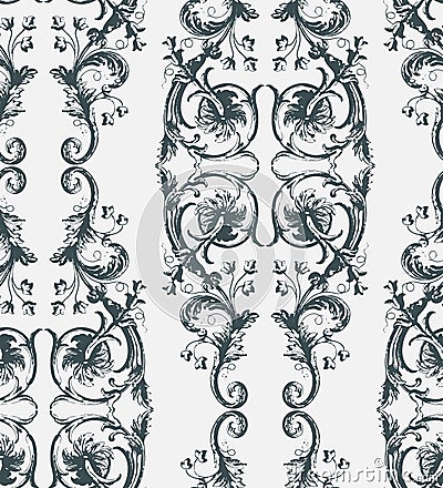 Shabby abstract damask seamless vector victorian pattern wallpapper Stock Photo