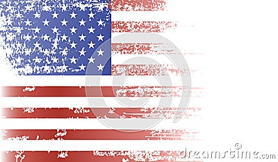 Shabby American flag fragment with place for text. Grunge design Cartoon Illustration