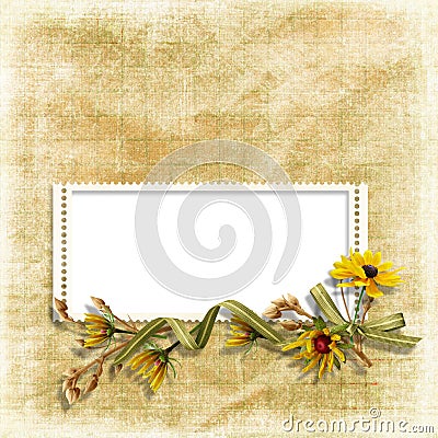 Shabby background with frame and flower Stock Photo