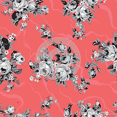 Vintage chintz roses seamless pattern Vector Illustration