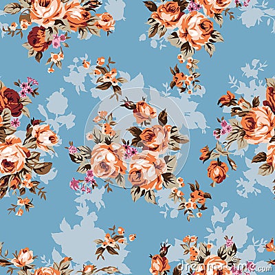 Vintage chintz roses seamless pattern Vector Illustration