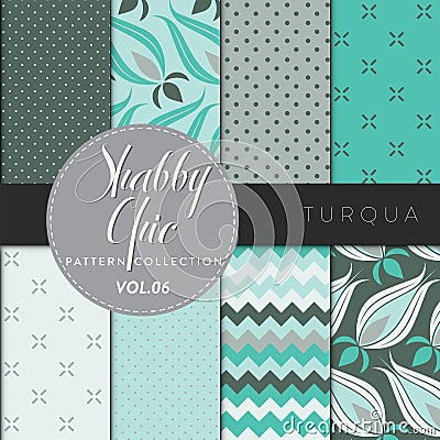 Shabby Chic Pattern Collection - Turqua Vector Illustration