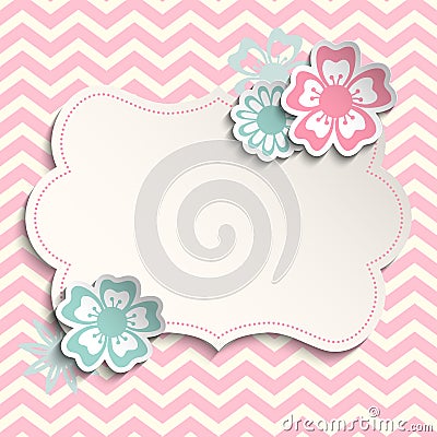 Shabby chic template with flowers, illustration Vector Illustration