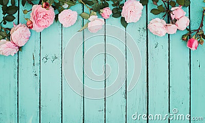 Shabby Chic Vintage Floral Background with Roses. Stock Photo