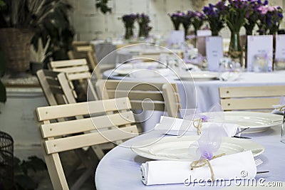 Shabby chic wedding table Stock Photo