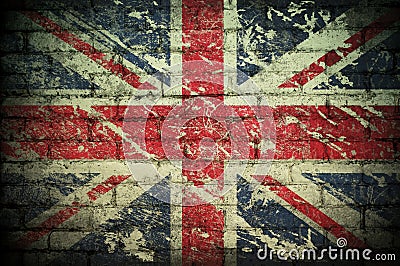 Shabby English flag on a brick wall Stock Photo